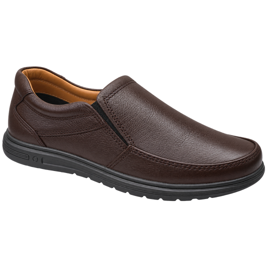 Zagro Premium Brown Leather Degar Shoes with Medicated Insole