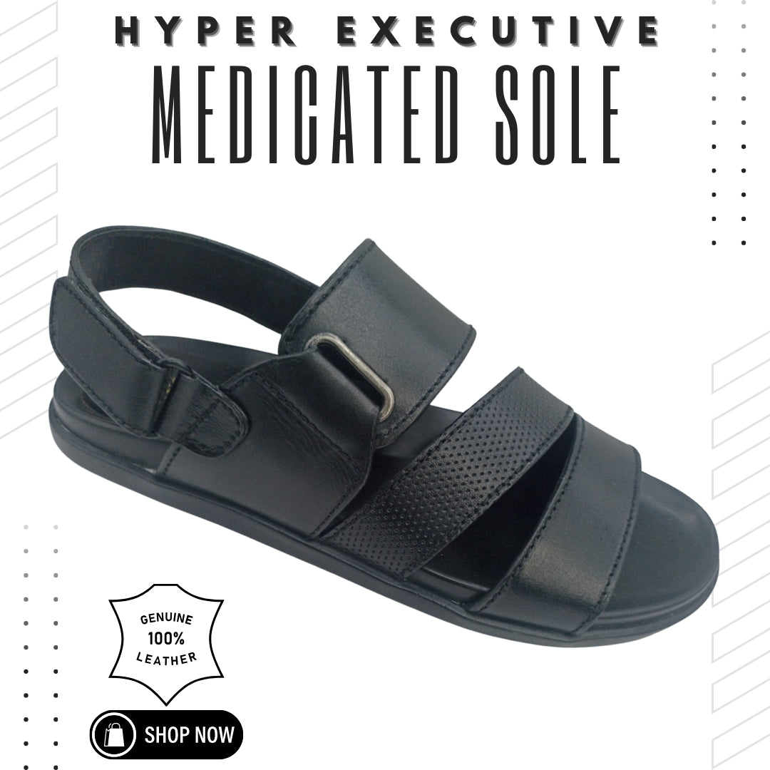 Hyper Executive Medicated Sole Black Leather Sandal