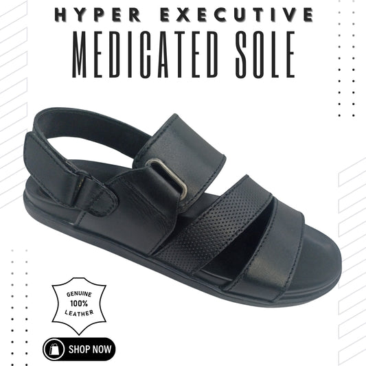 Hyper Executive Medicated Sole Black Leather Sandal