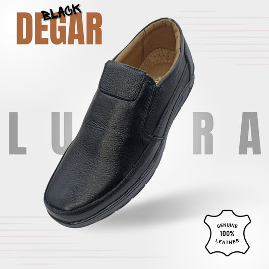 Luxura Black Leather Imported Sole Degar Shoes