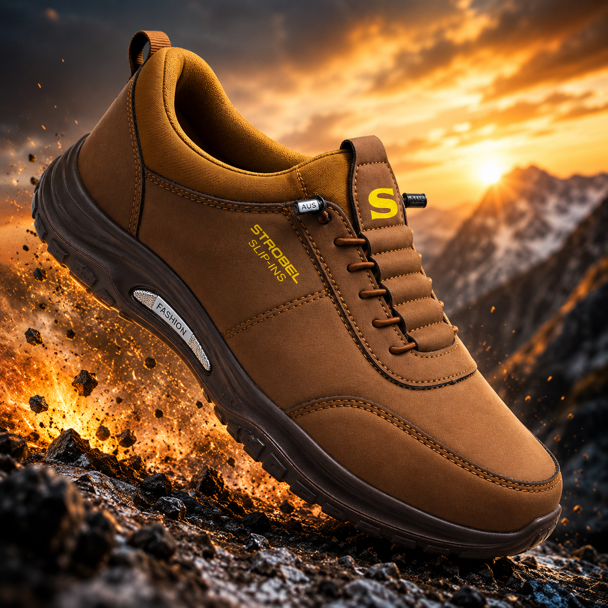 Strobel Brown Slip-Ins Sneakers with Air-Cooled Memory Foam
