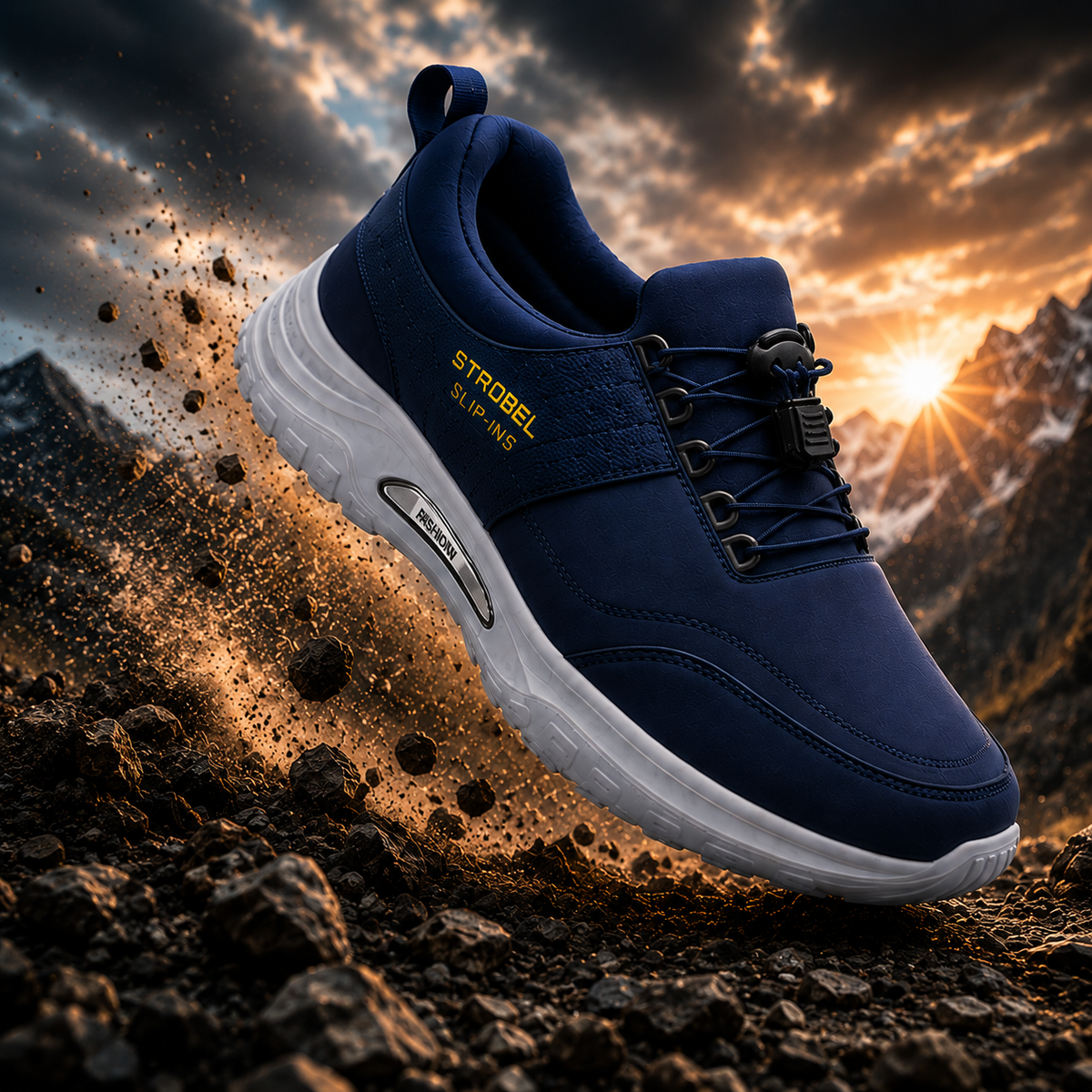 Strobel Blue Slip-Ins Sneakers with Air-Cooled Memory Foam
