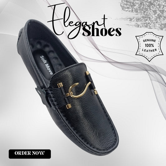 Soft Move Medicated Sole S Buckle Black Leather Loafer