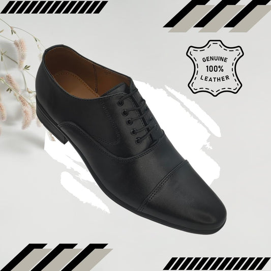 Sole in Box Imported Black Leather Oxford Shoes