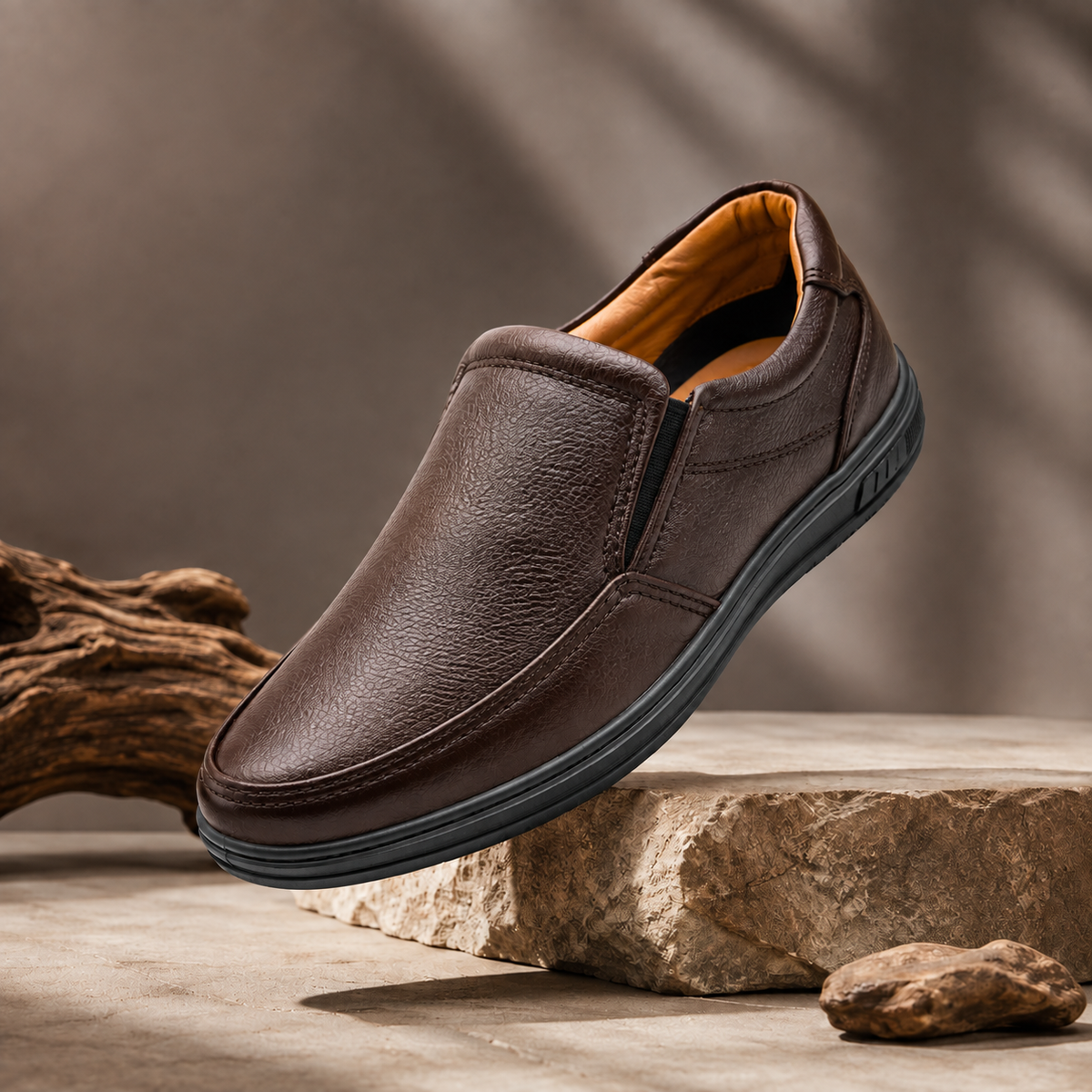 Zagro Premium Brown Leather Degar Shoes with Medicated Insole